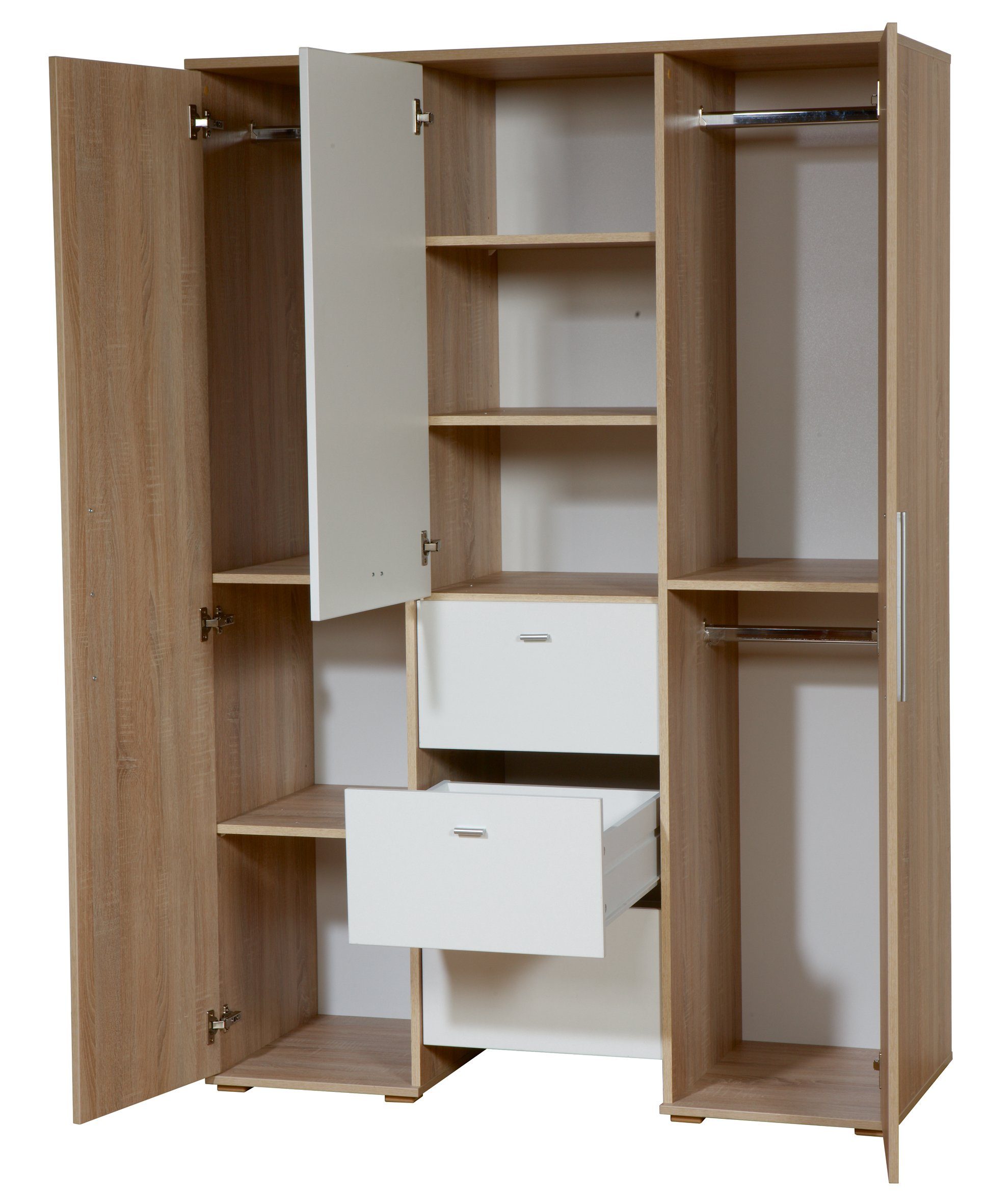 roba® Kinderkleiderschrank Daniel in Weiß mit Dekor Eiche 3-türig, zweifarbige Optik