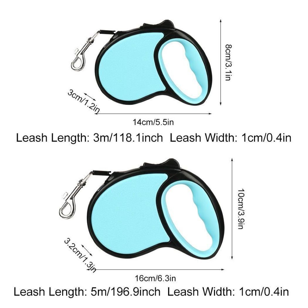 Bäll Hundeleine Automatik Leine, ergonomisches ABS Gehäuse, ausziehbar 3 & 5 m, (Hundeleine), Führleine robust, One-Klick, sofort lockern, stoppen, einziehen