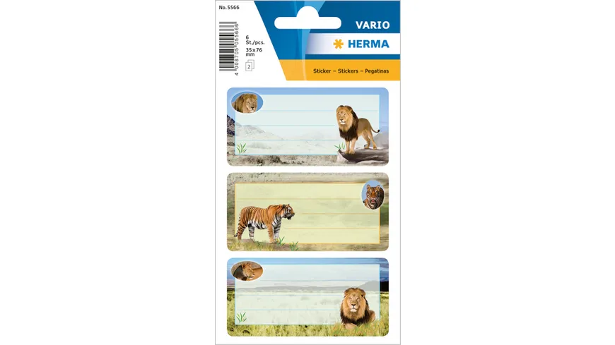 VARIO Schuletiketten Raubkatzen Glitter