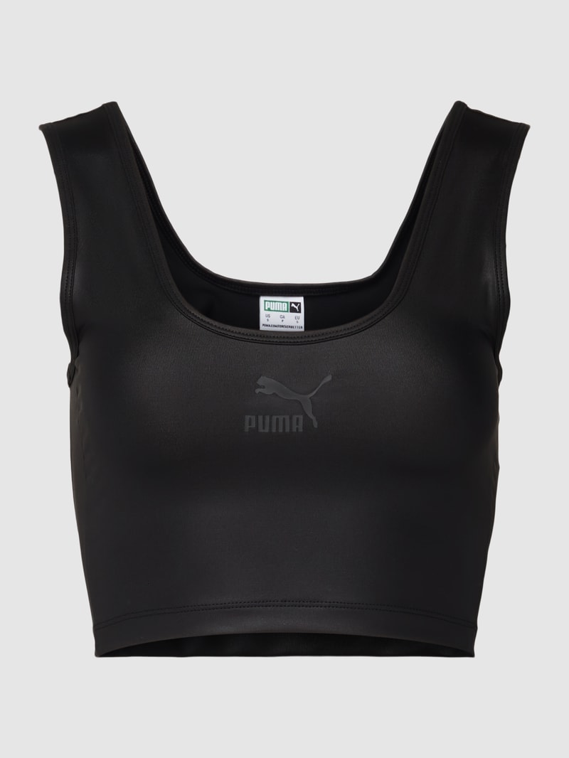 Crop Top mit Logo-Print Modell 'Shiny' in schwarz