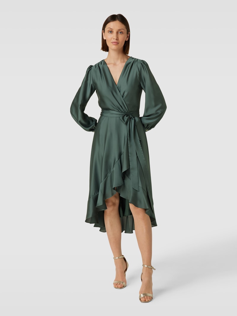 Cocktailkleid mit Bindegürtel in grün