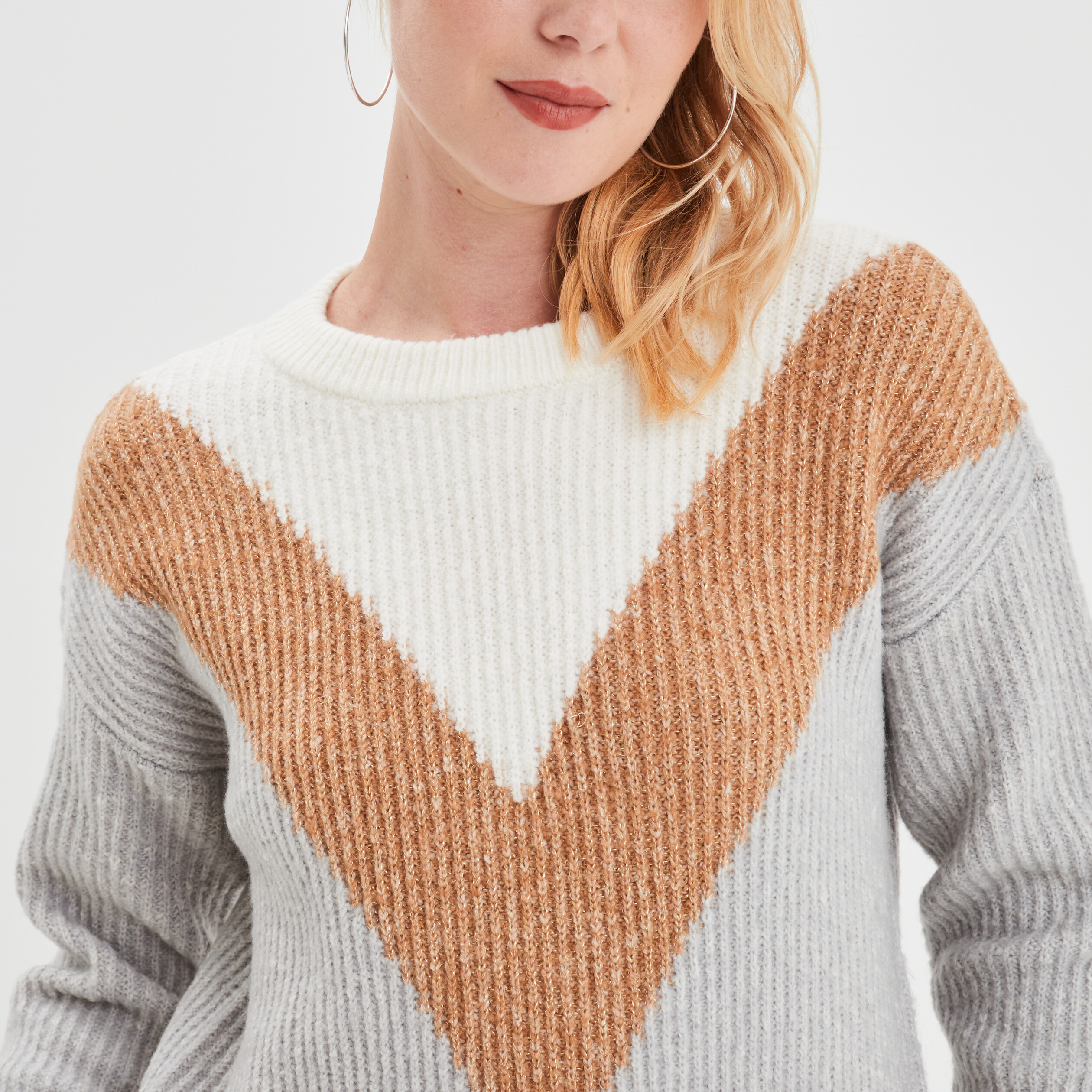 Pull manches longues gris clair femme | La Halle