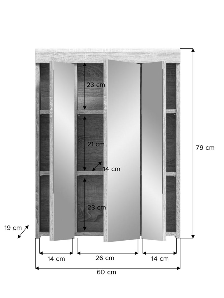 ebuy24 Spiegelschrank Lambada Eiche 60 x 18 cm günstig kaufen onesize