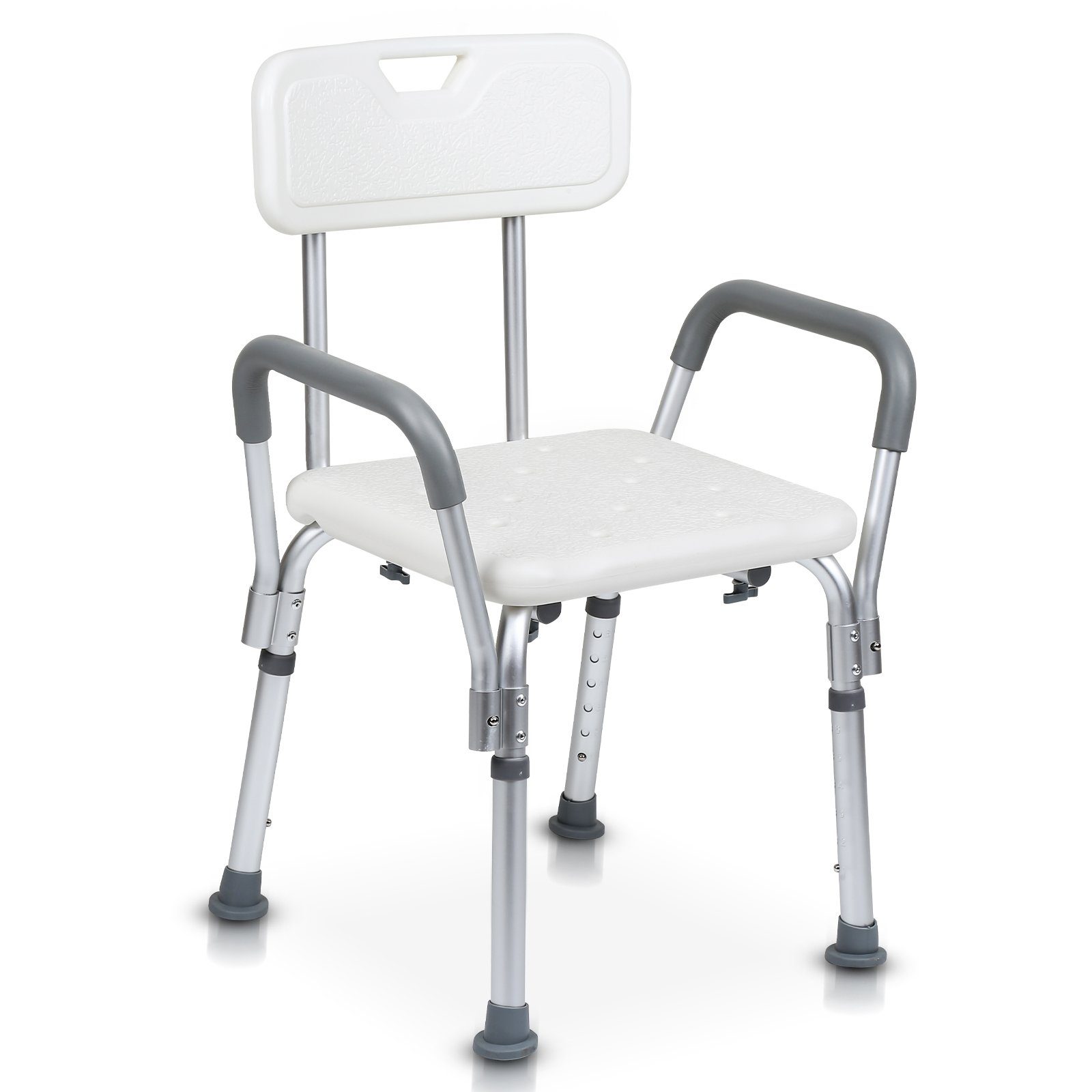 Clanmacy Dusch- und Badhocker Duschhocker Badhocker Höhenverstellbarer 6 Einstellbar Alu Badsitz