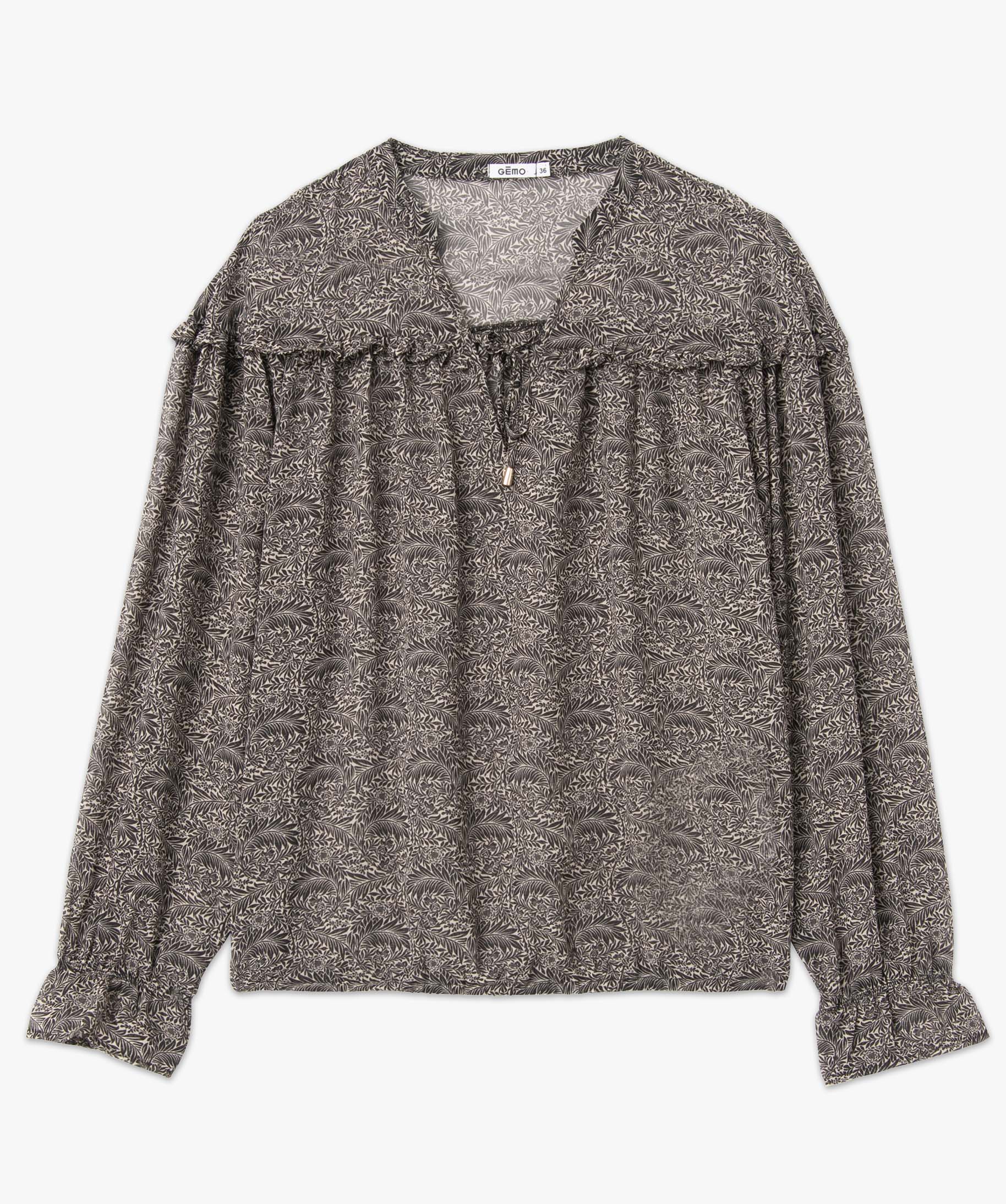 Blouse femme imprimée en voile à manches longues imprime | GEMO