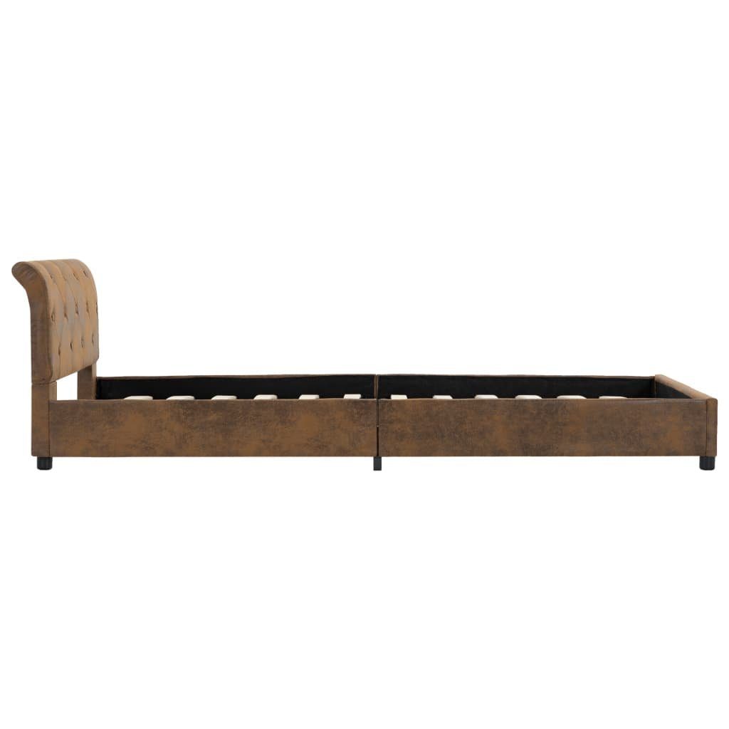 vidaXL Bett Bettgestell Braun Wildleder-Optik 100 x 200 cm