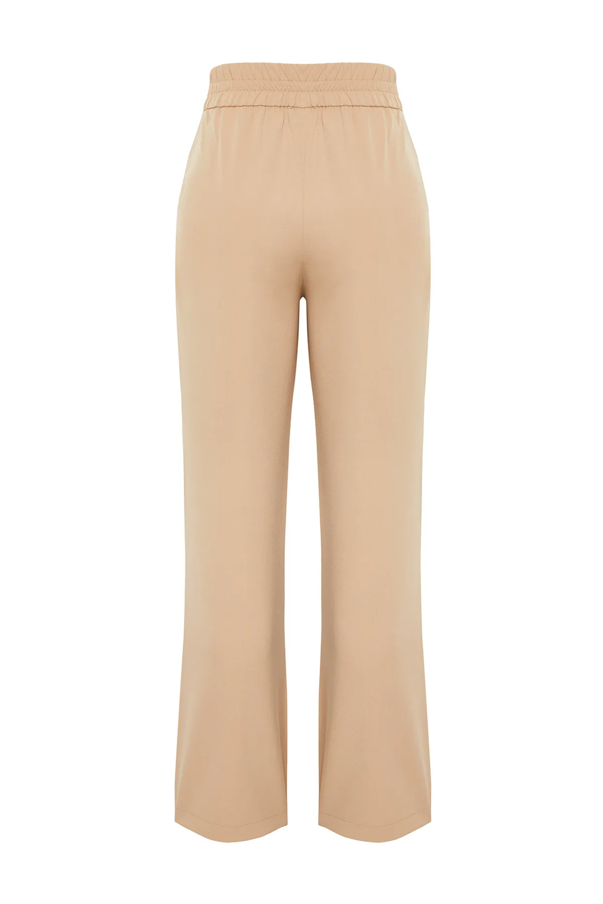 Trendyol Collection  Nerzfarbene, plissierte Hose mit weitem Bein und gewebtem Gürteldetail TWOSS24PL00060