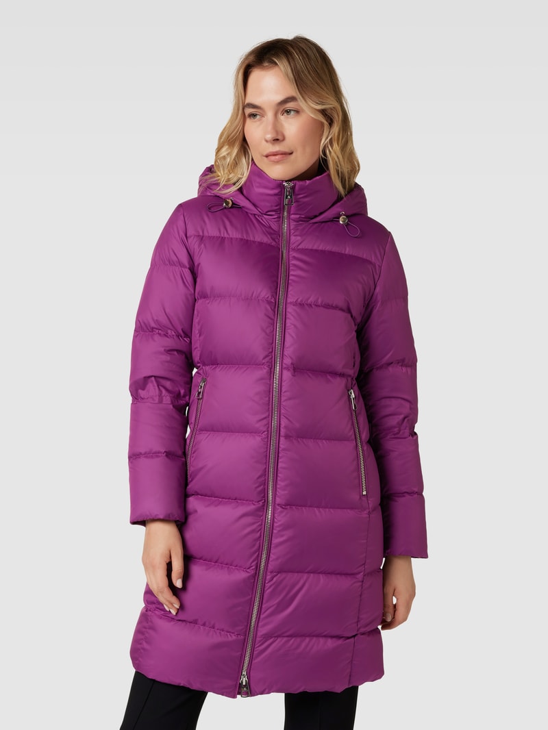 Daunenmantel mit Kapuze mit Tunnelzug in fuchsia
