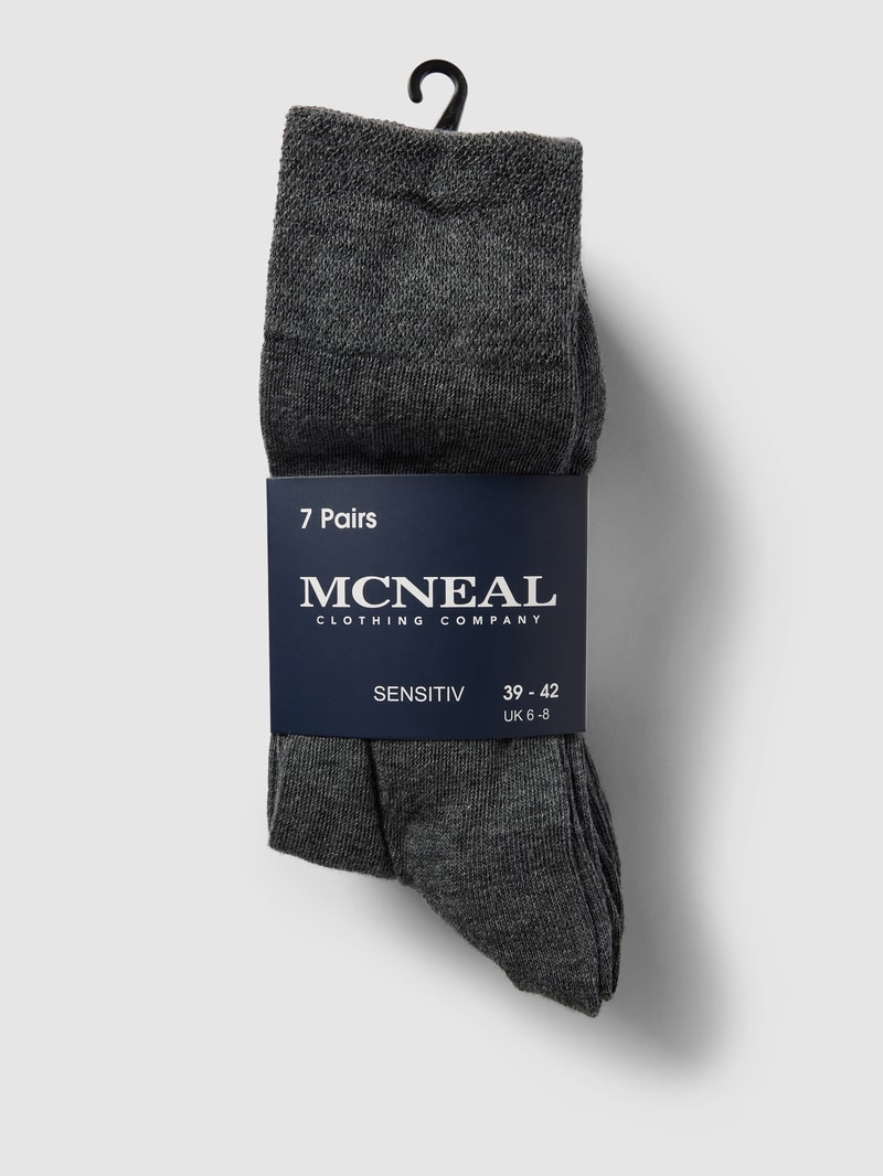 Socken mit Label-Stitching im 7er-Pack Modell 'Sensitiv' in anthrazit meliert