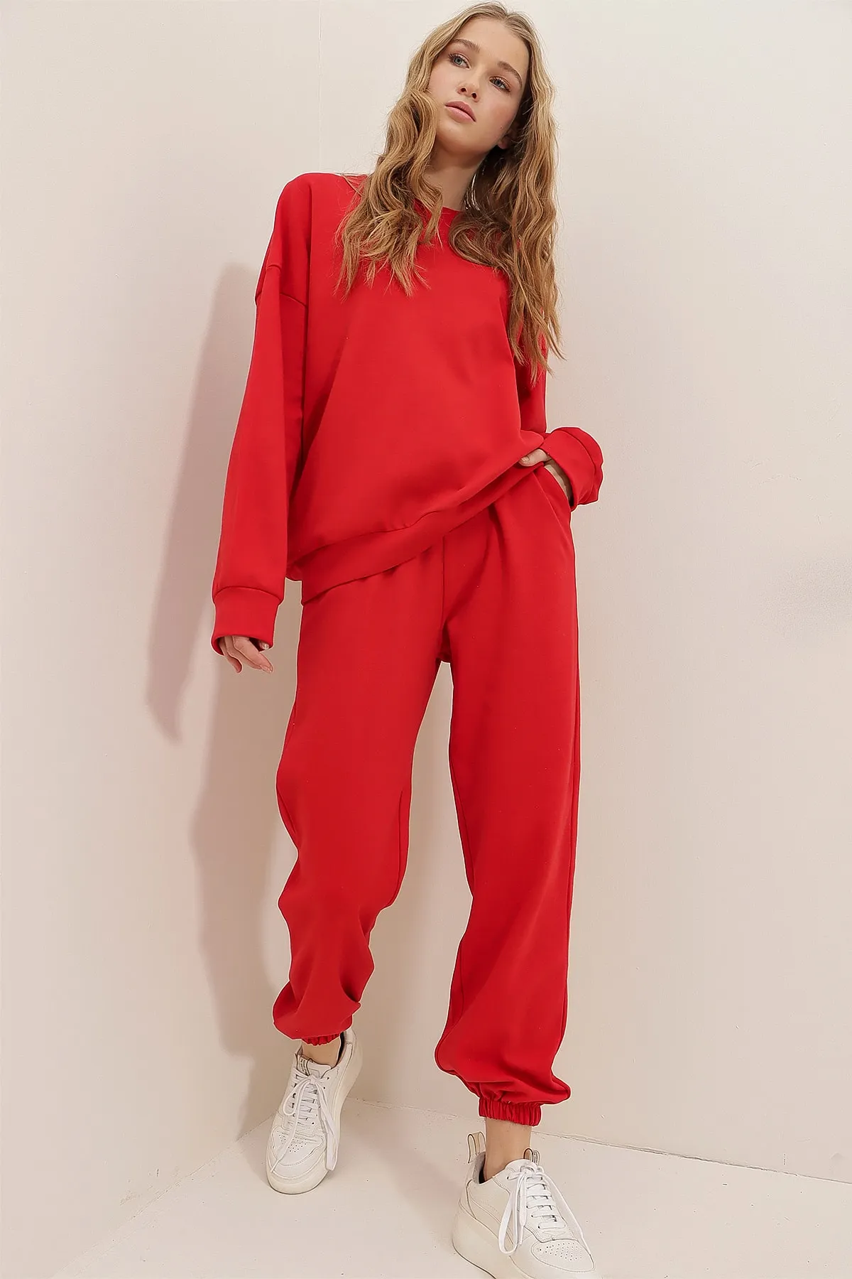 Trend Alaçatı Stili  Trainingsanzug - Rot - Regular Fit