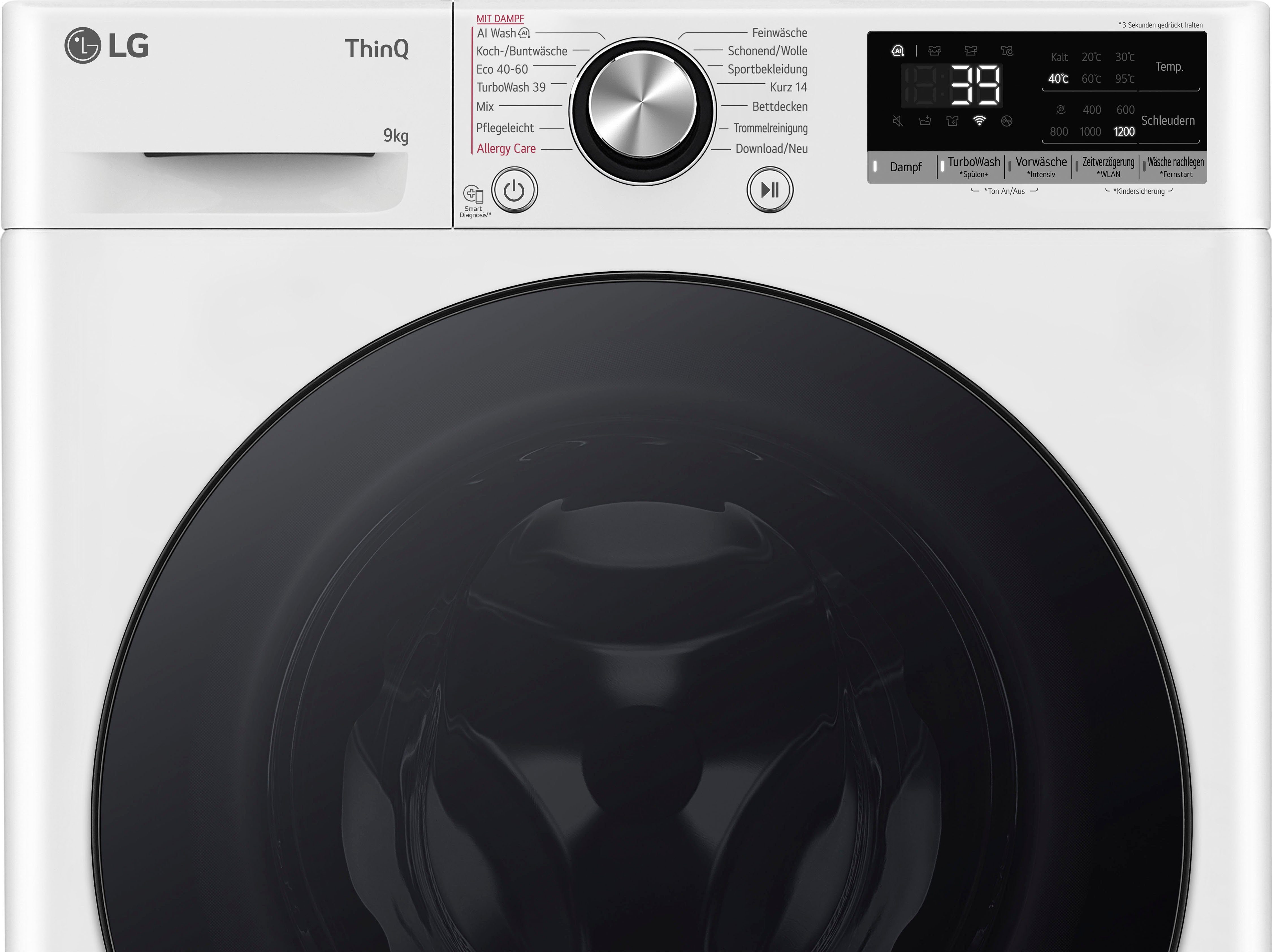 LG Waschmaschine F2V7SLIM9, 9 kg, 1200 U/min, Raumsparer: nur 53,5 cm tief