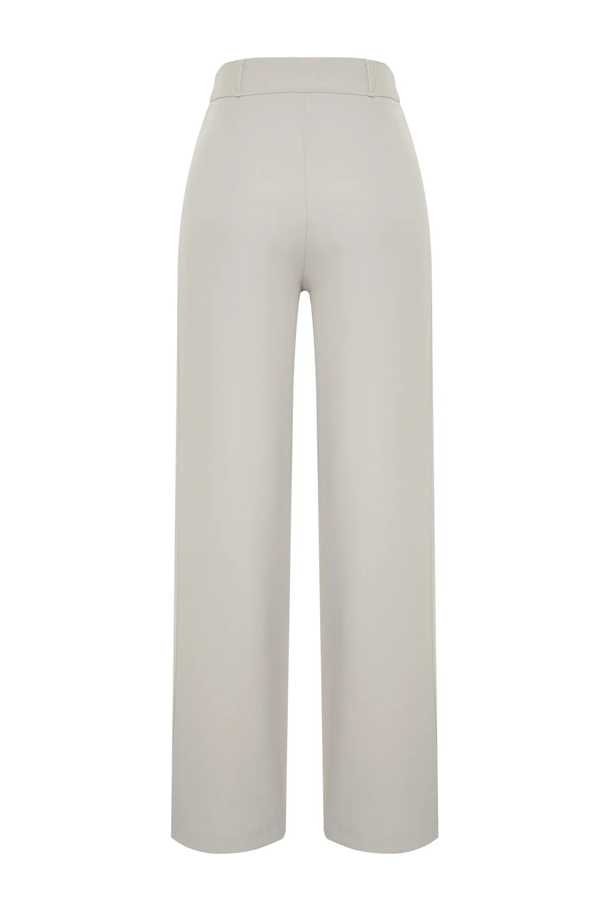 Trendyol Collection  Nerzfarbene, gewebte Hose mit hoher Taille und weitem Bein und Plissee-Muster TWOSS24PL00114
