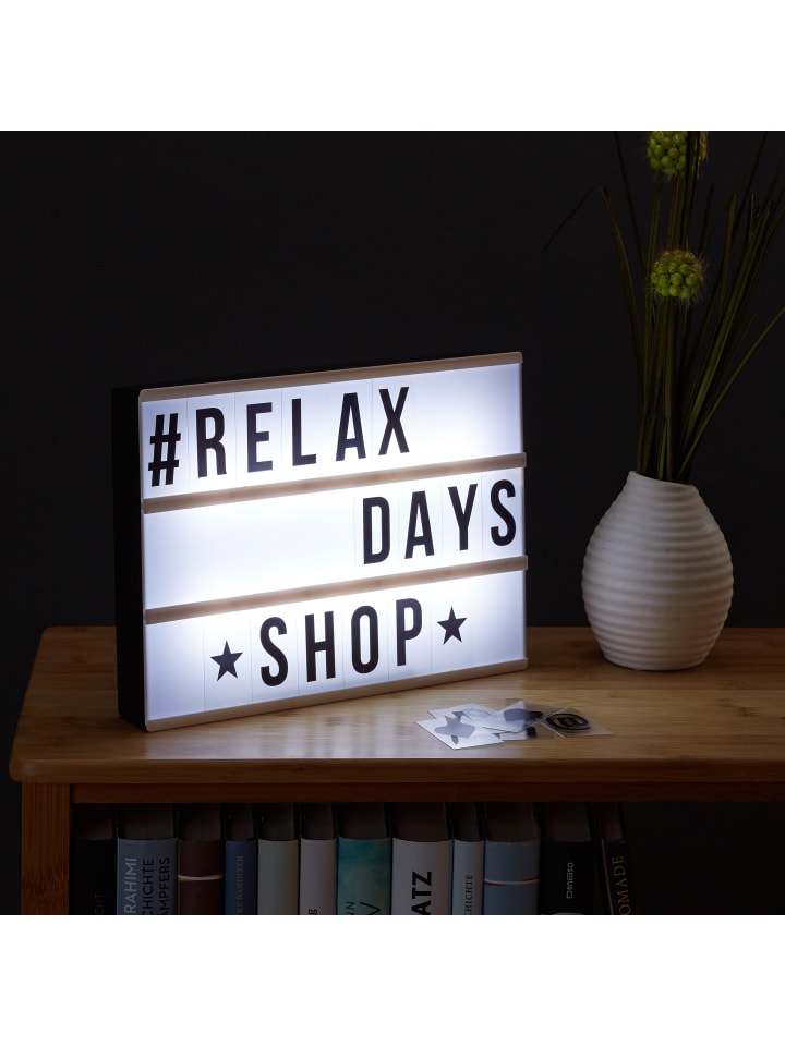relaxdays Light Box mit 85 Zeichen in Weiß/Schwarz günstig kaufen onesize