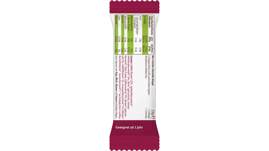 Freche Freunde Bio Getreideriegel Rote Traube, Aronia & Banane 4er-Pack 92 g