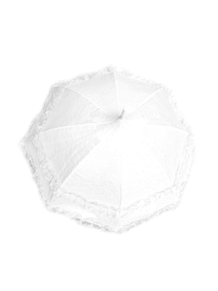 COFI 1453 Stockschirm in Weiß Brautschirm feinem Spitzenbesatz in Weiß günstig kaufen 90 cm
