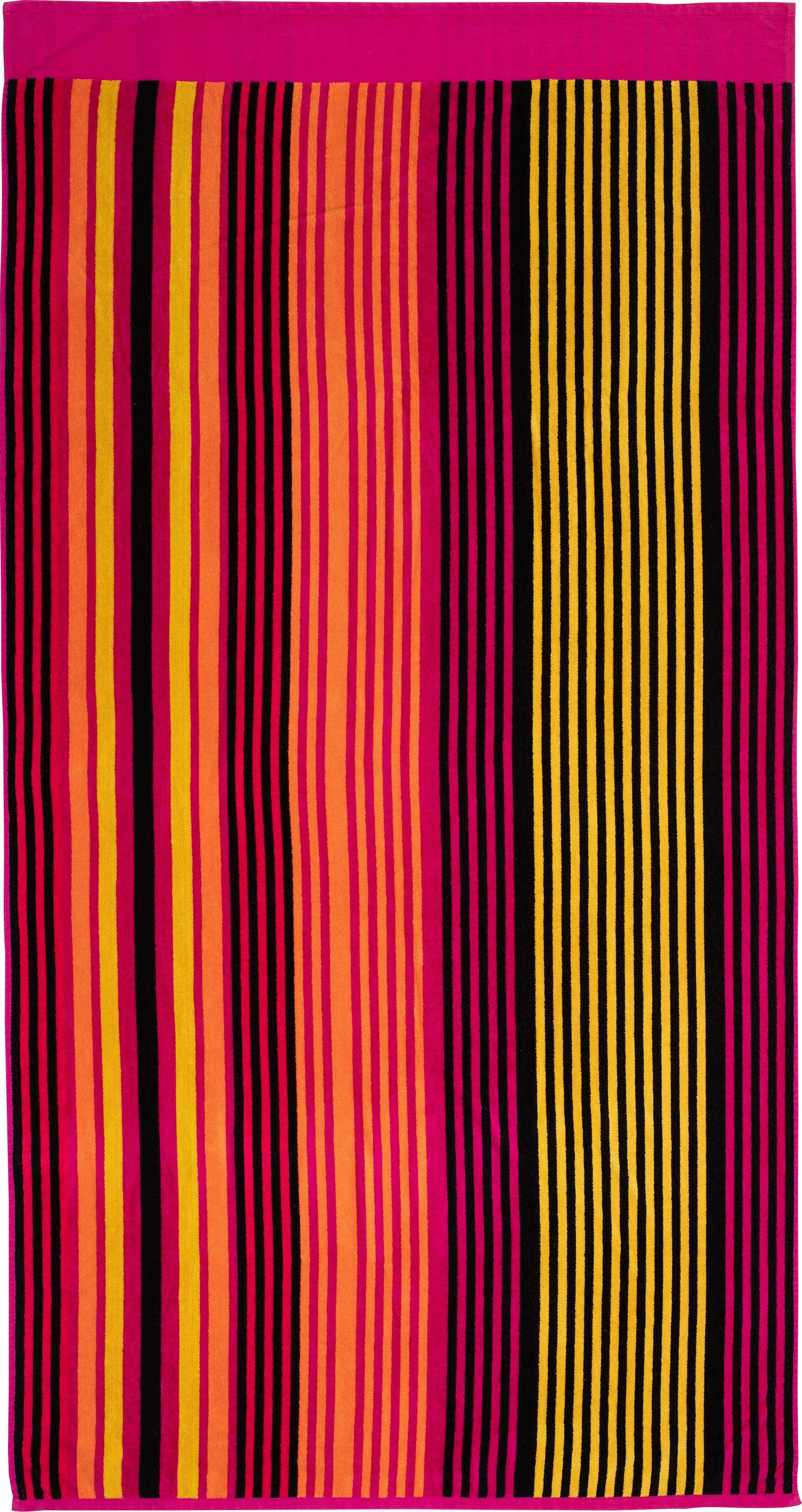 Gözze Strandtuch Streifen 1, Jacquard-Velours (1-St), Badetuch, modern gestreift, reine Baumwolle