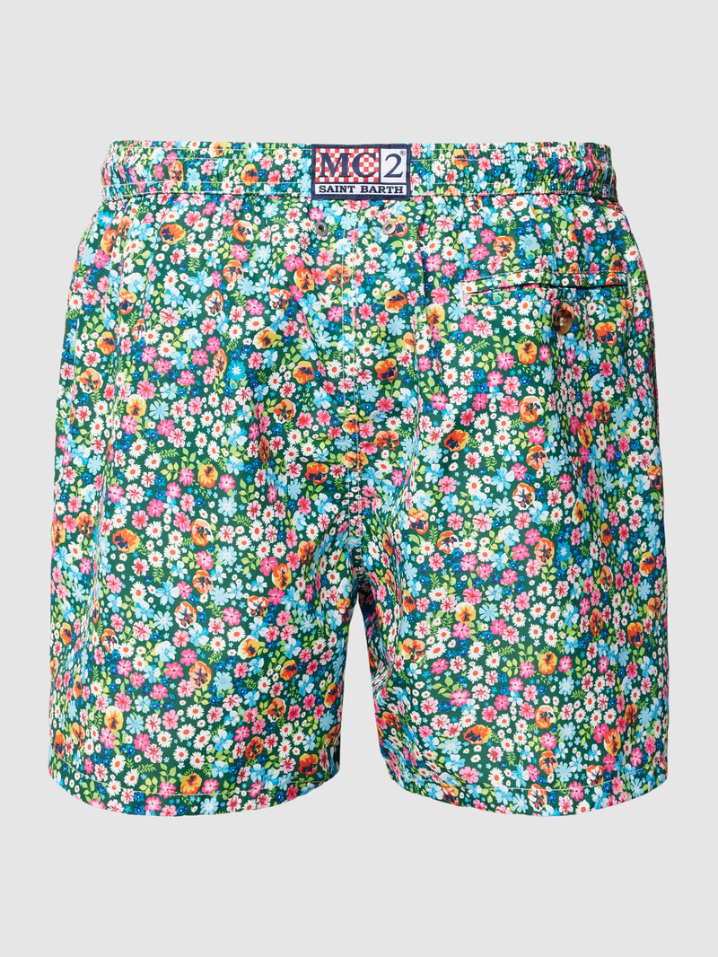 Badehose mit Allover-Print Modell 'FANTASY' in dunkelgrün