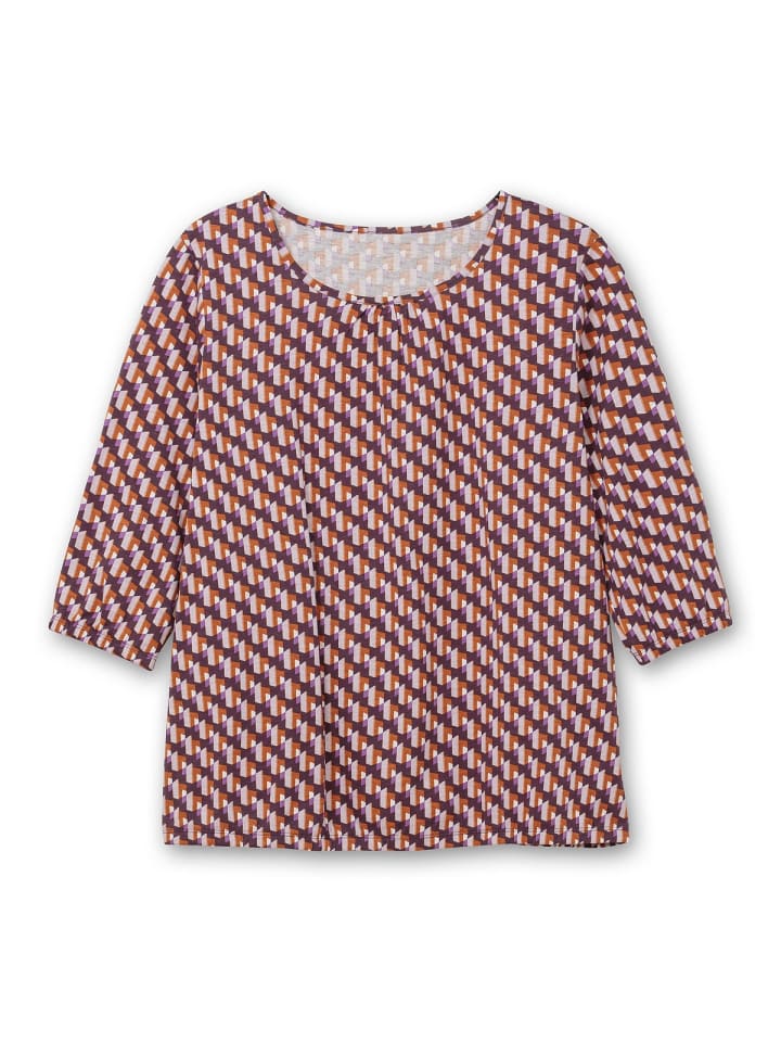 sheego 3/4-Arm-Shirt in aubergine gemustert günstig kaufen 46