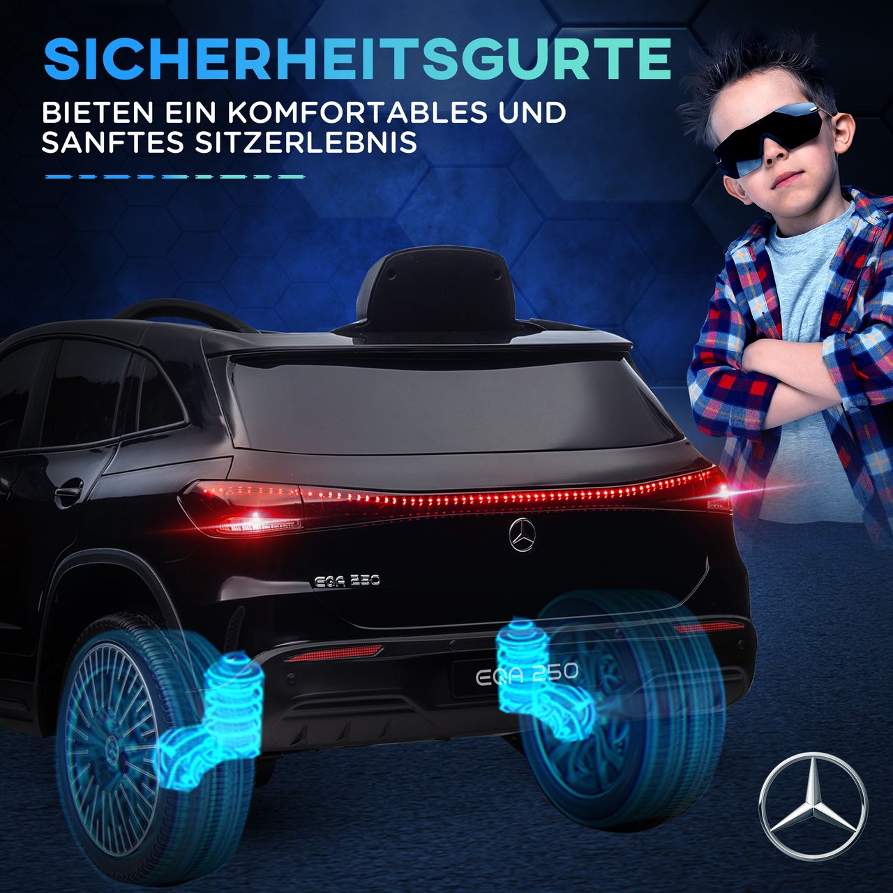 HOMCOM Kinder Elektrofahrzeuge Elektroauto mit Fernbedienung, Kinderauto mit MP3