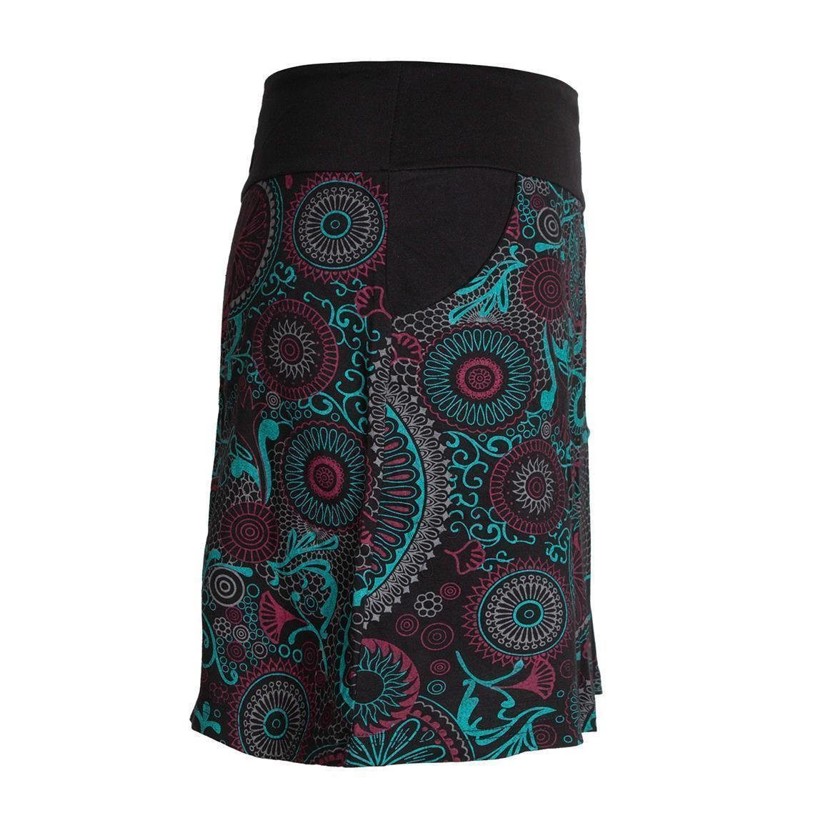 Vishes Minirock Rock bunt mit Mandalas und Blumen bedruckt Cacheur, Ethno, Goa, Hippie Style