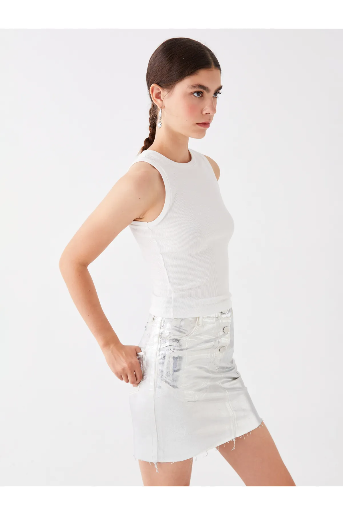 LC Waikiki  Einfarbiges Athlete-Shirt für Damen mit Rundhalsausschnitt