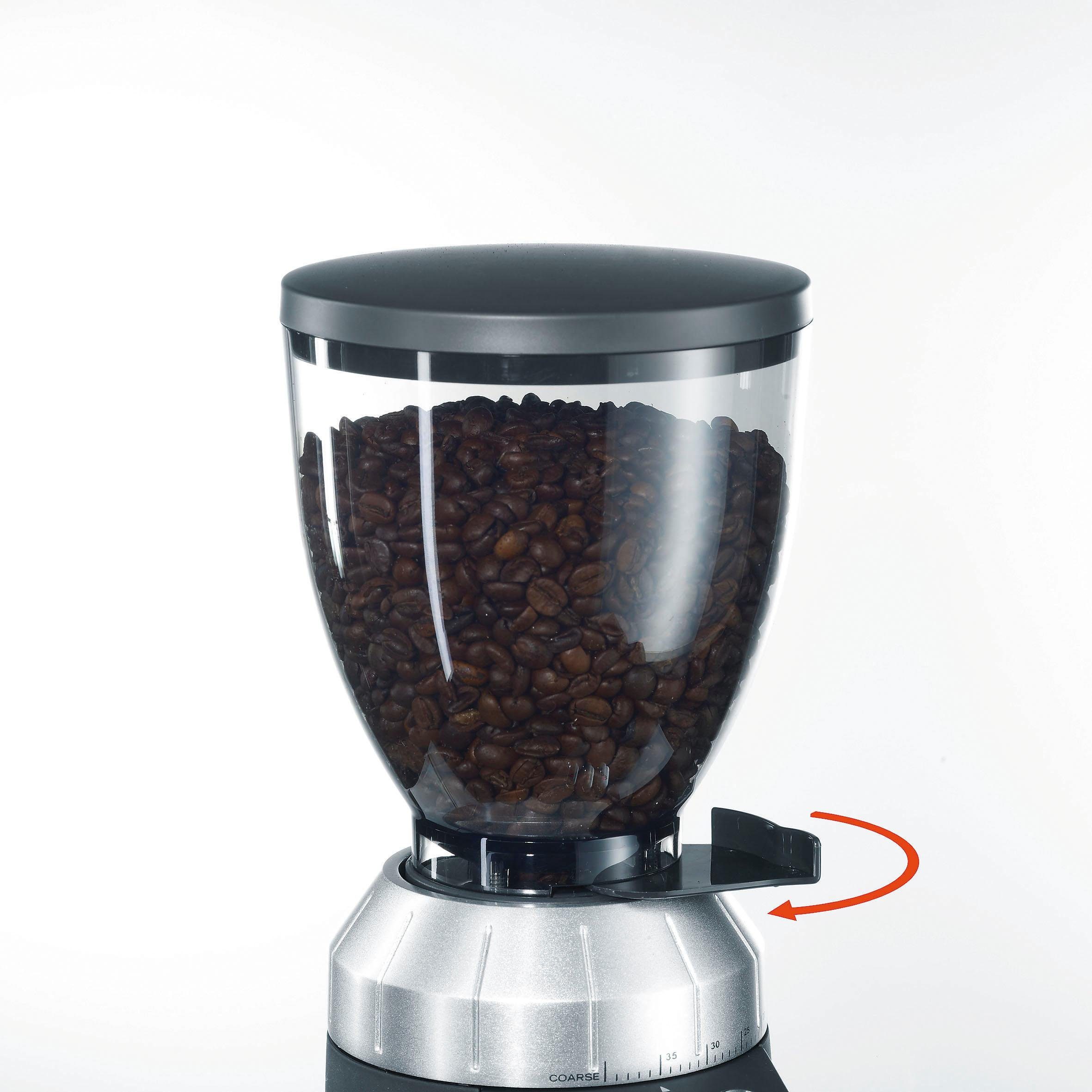 Graef Kaffeemühle Kaffeemühle CM 900, 128 W, Kegelmahlwerk, 350 g Bohnenbehälter, mit automatischer Dosierung, Aluminium Schaufelrad