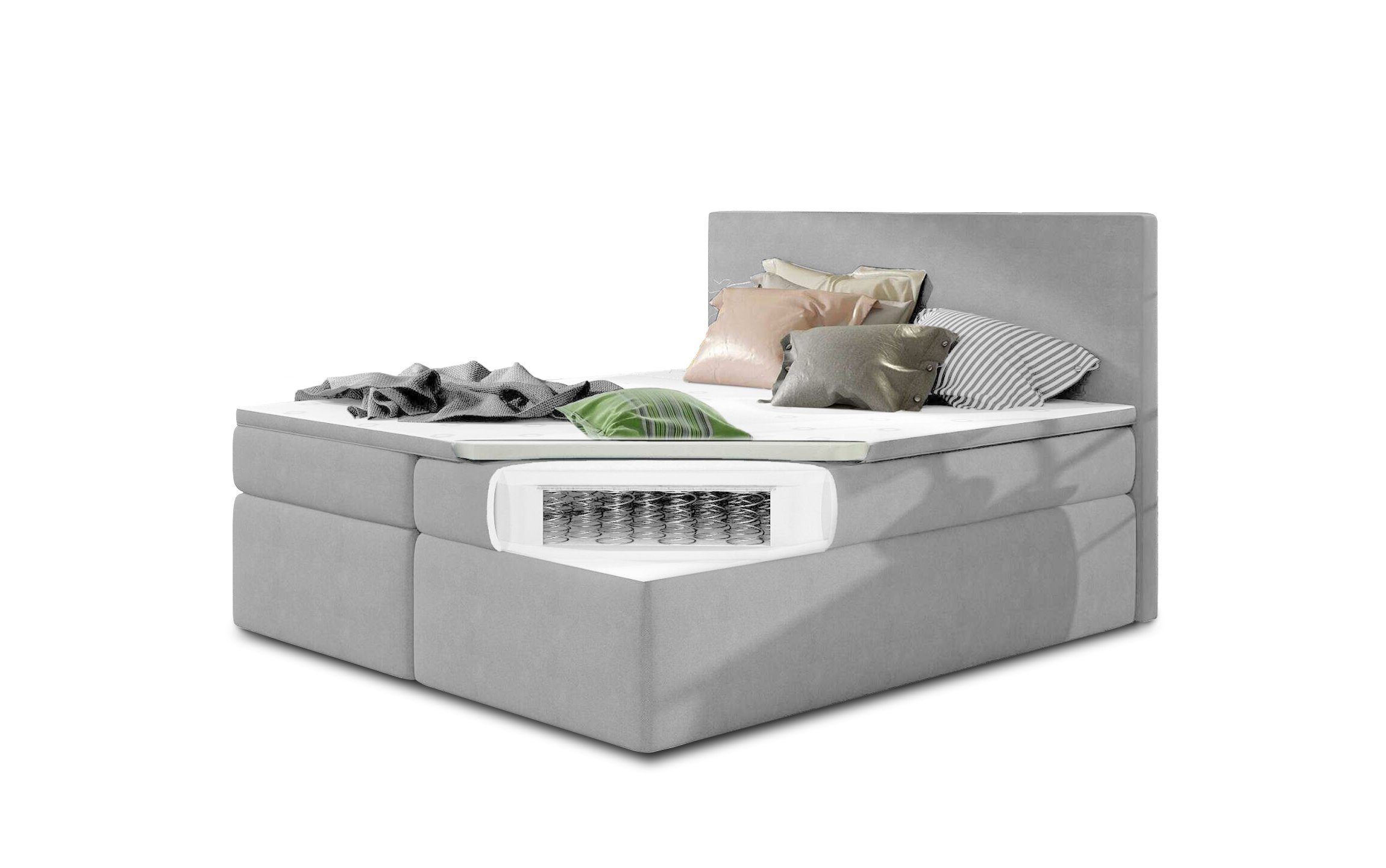 Stylefy Boxspringbett Stylefy Mercury Boxspringbett (Schlafzimmerbett, Bett), 140/160/180 x 200, mit Topper, Bonellfederkern Matratze, Bettkasten