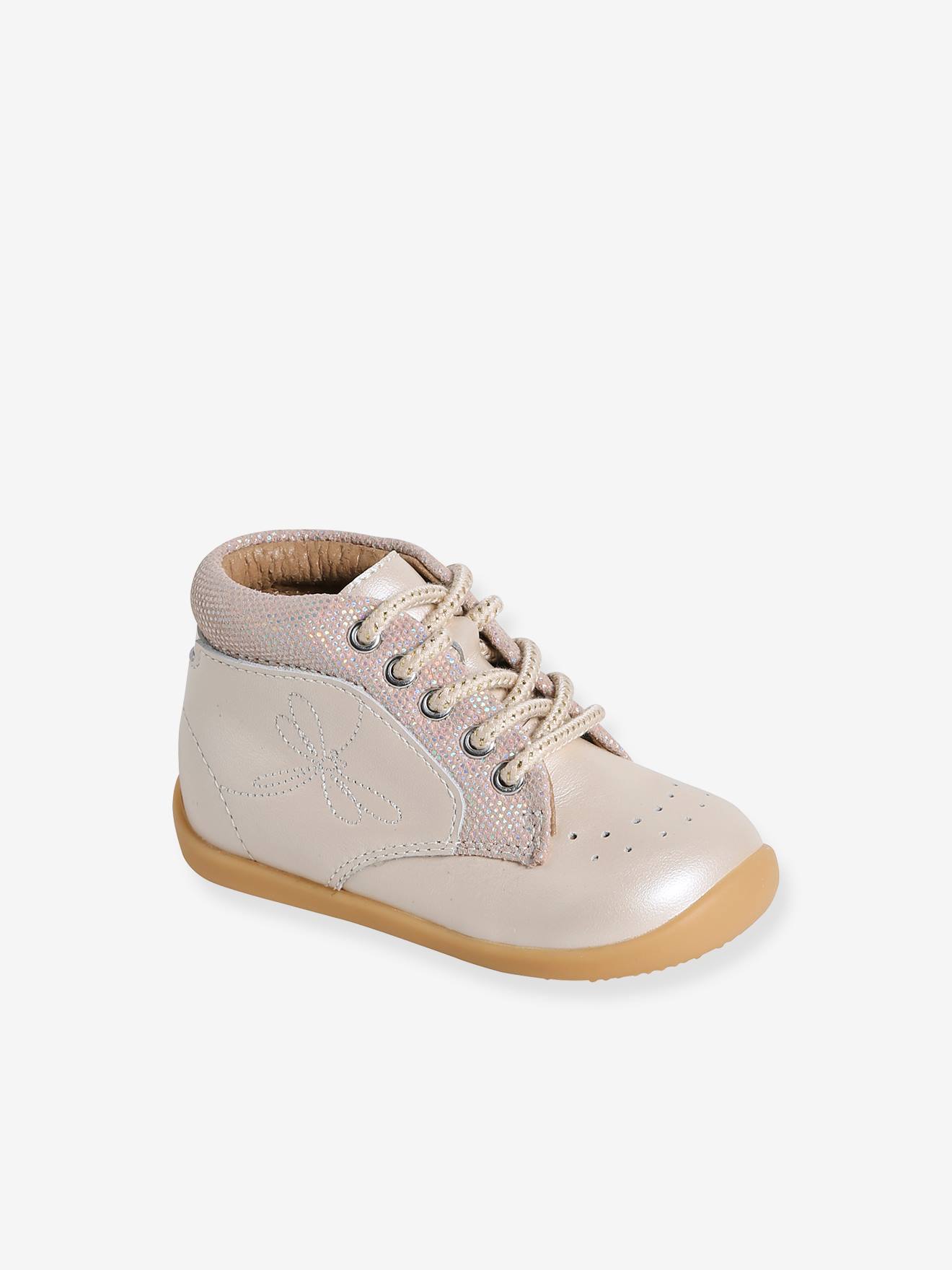 Vertbaudet Baby Lauflern-Boots - beige glanzeffekt