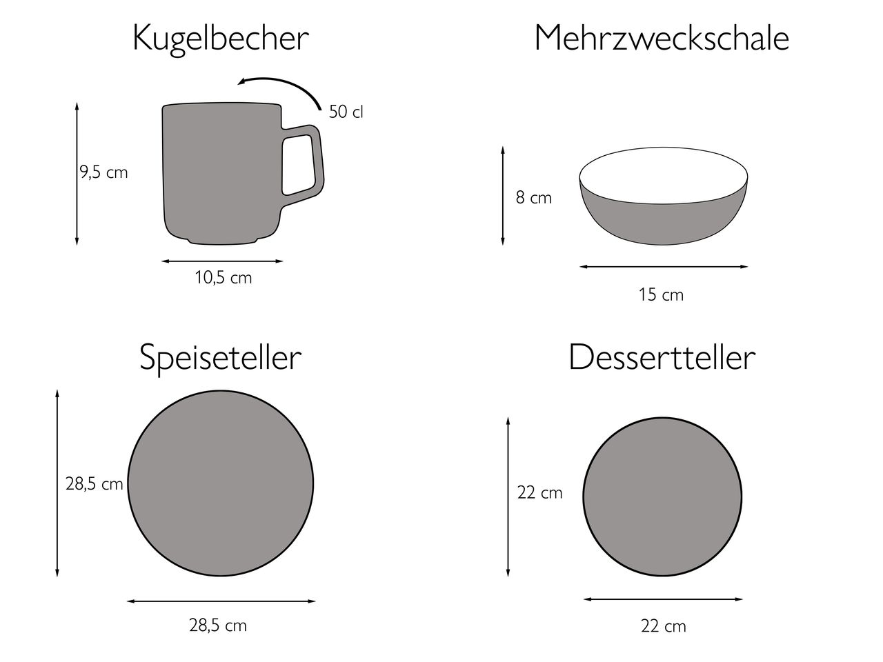 CreaTable Loft Stone Kombiservice 16-tlg