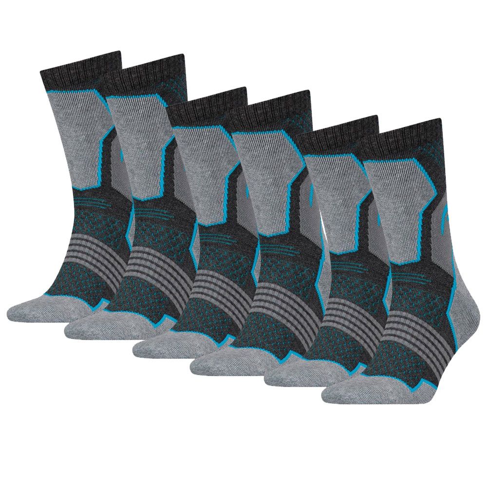 HEAD 6 Paar Hiking Crew Grey/Blue Wandersocken