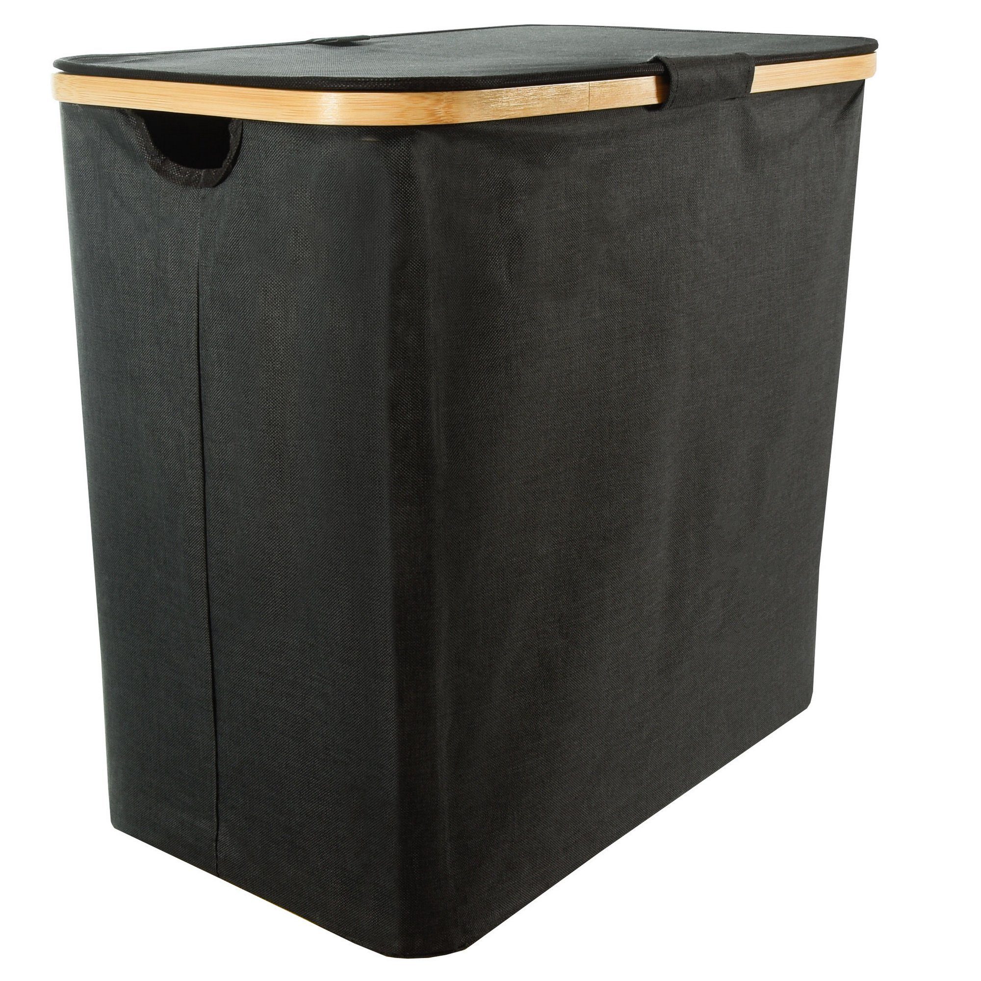 osoltus Wäschesortierer osoltus Wäschesortierer Bambus mit Deckel black Wäschebox Wäschekorb