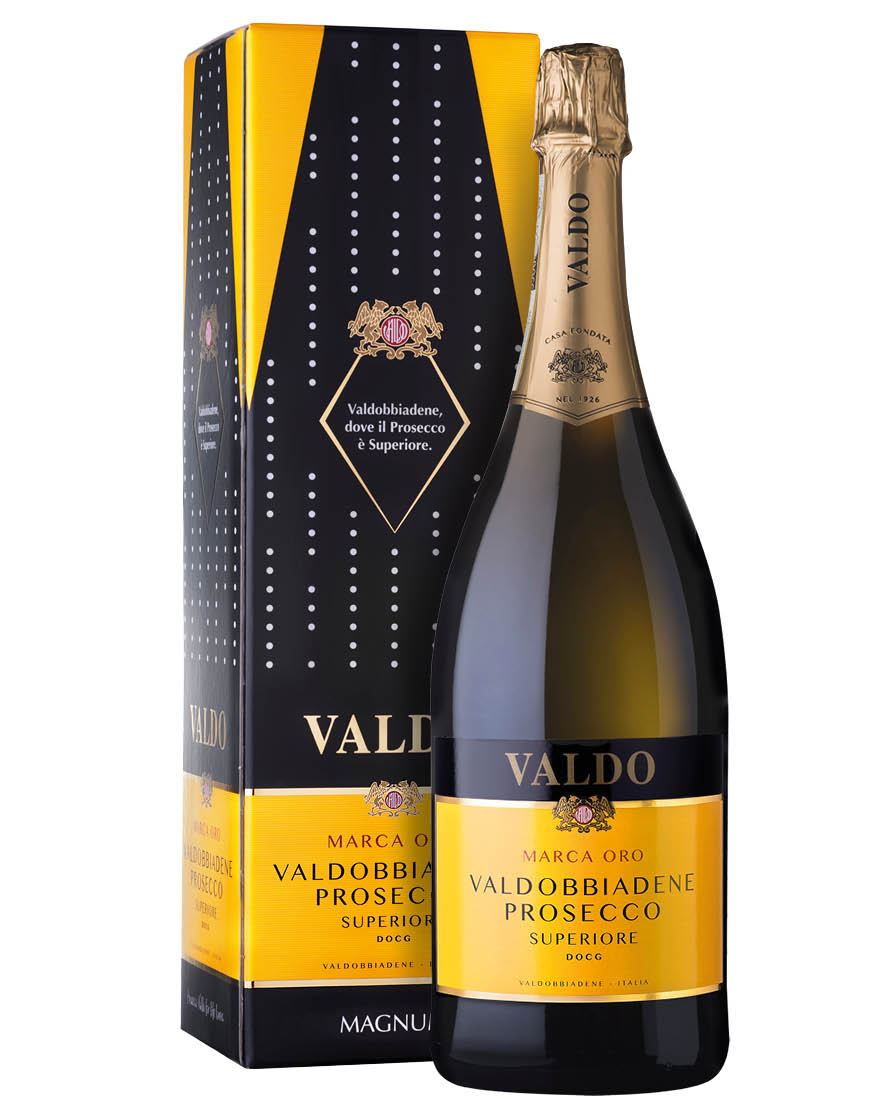 Valdobbiadene Prosecco Superiore Extra Dry DOCG Marca Oro Valdo Magnum 1,5 ℓ, En Étui