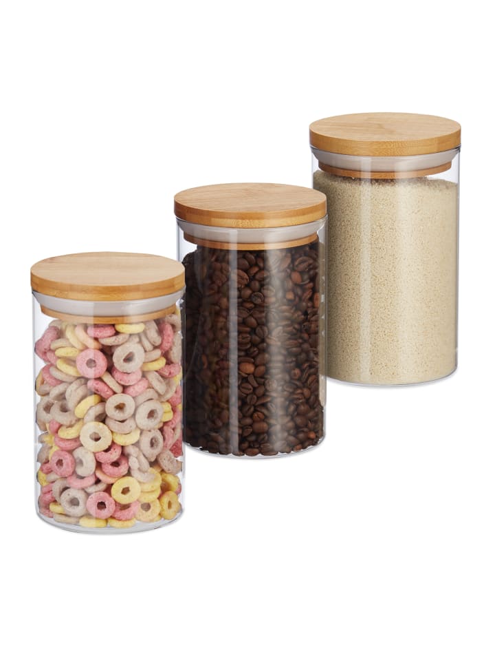 relaxdays 3x Vorratsdosen in Natur - 800 ml günstig kaufen onesize