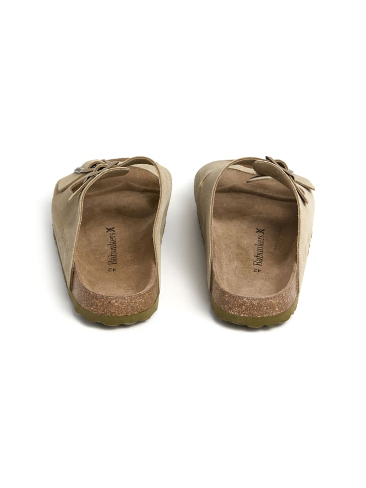 babunkers Pantoletten  in khaki günstig kaufen