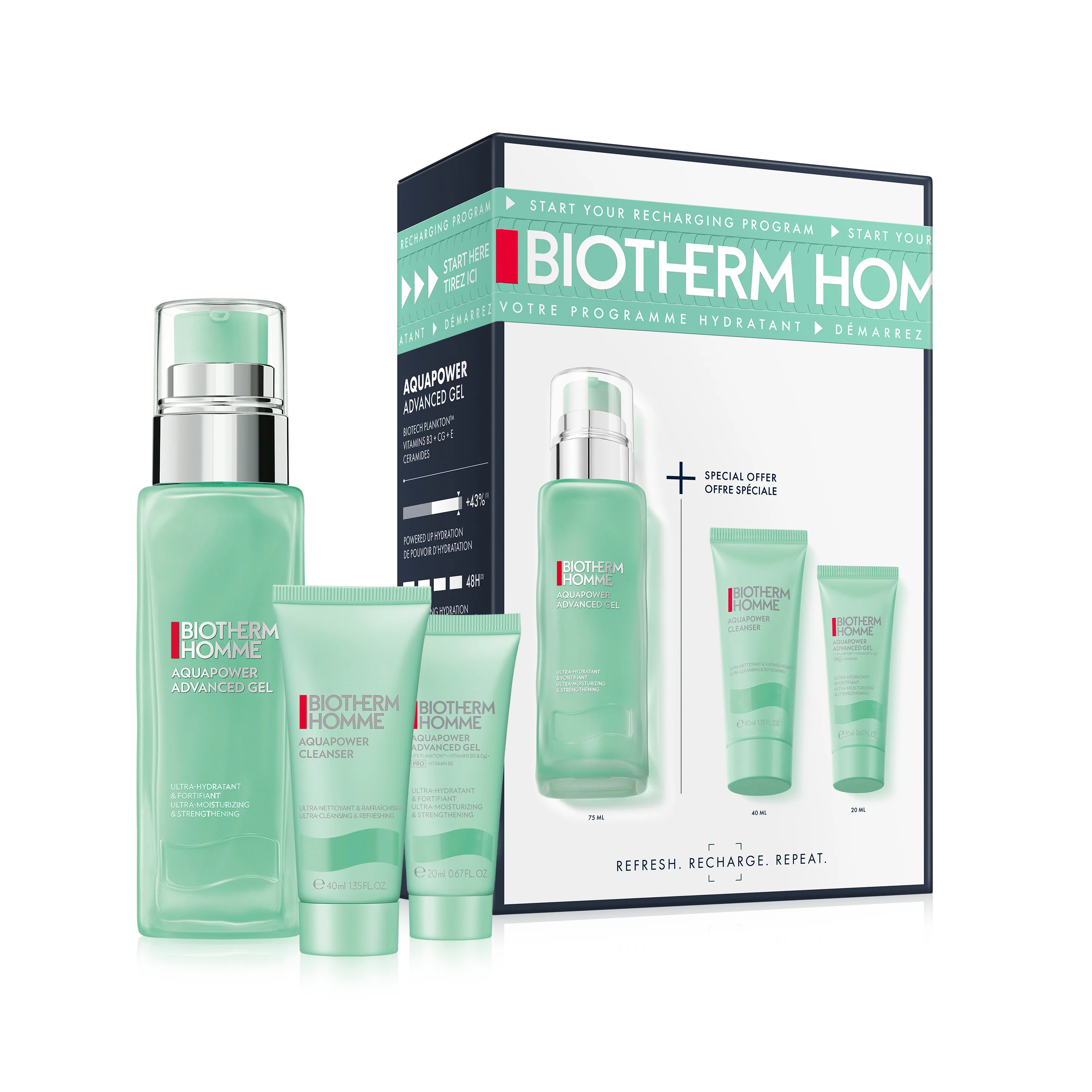 Biotherm Homme Aquapower Routine Set - Hidratantni set, Gel za lice za svakodnevnu upotrebu