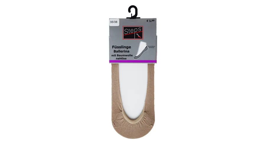 Steps Damen Füßlinge Ballerina mit Baumwolle beige