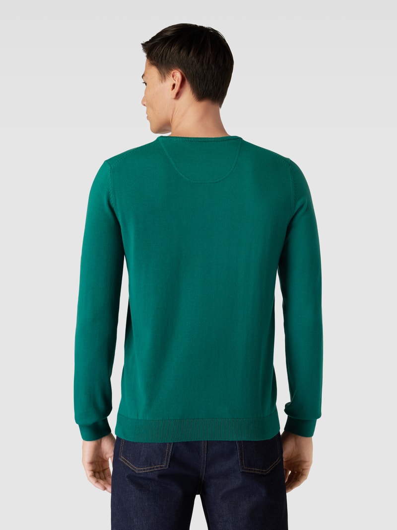 Strickpullover mit Label-Stitching Modell 'BASIC' in bottle