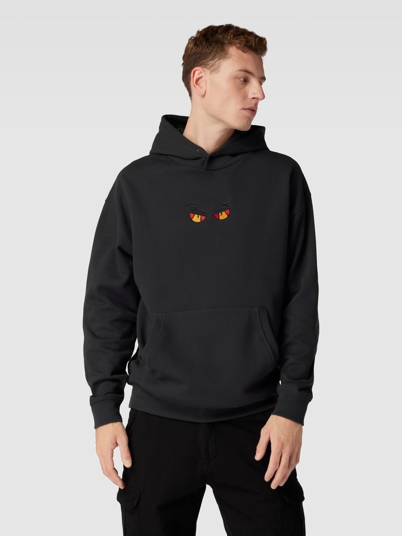 Hoodie mit Motiv-Stitching Modell 'MALAPARTE' in schwarz