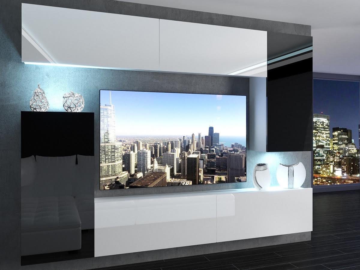 Unique Home Wohnwand Wohnwand Unique 8 mit LED Beleuchtung, Farbe wählbar