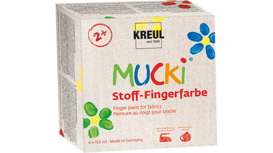 KREUL Mucki Stoff-Fingermalfarben 4er Set 600 ml