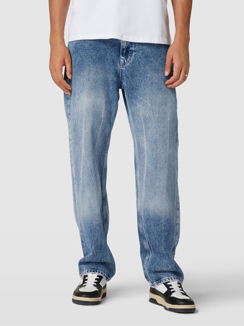 Baggy Fit Jeans mit Knopf- und Reißverschluss in blau