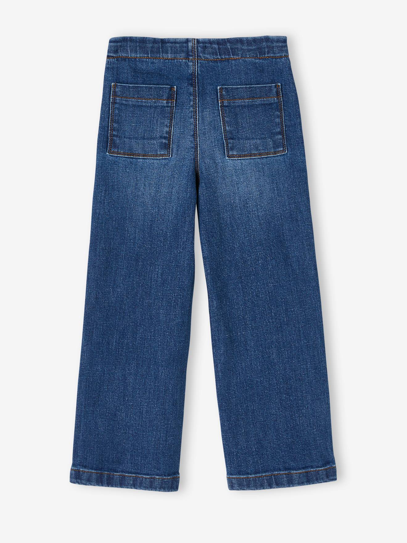 Vertbaudet Weite Mädchen Jeans mit Zierknöpfen - blue stone