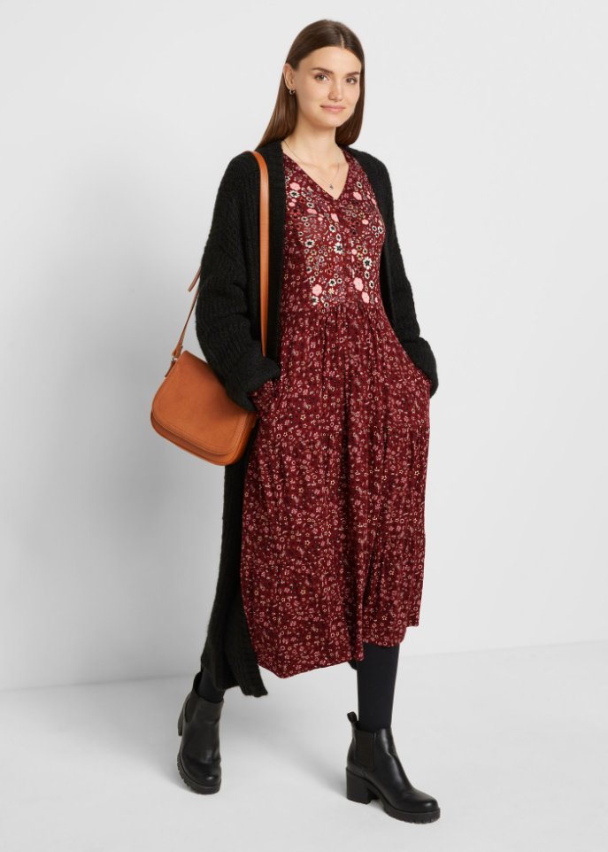Jerseykleid aus Viskose mit Bindeband, mittellang