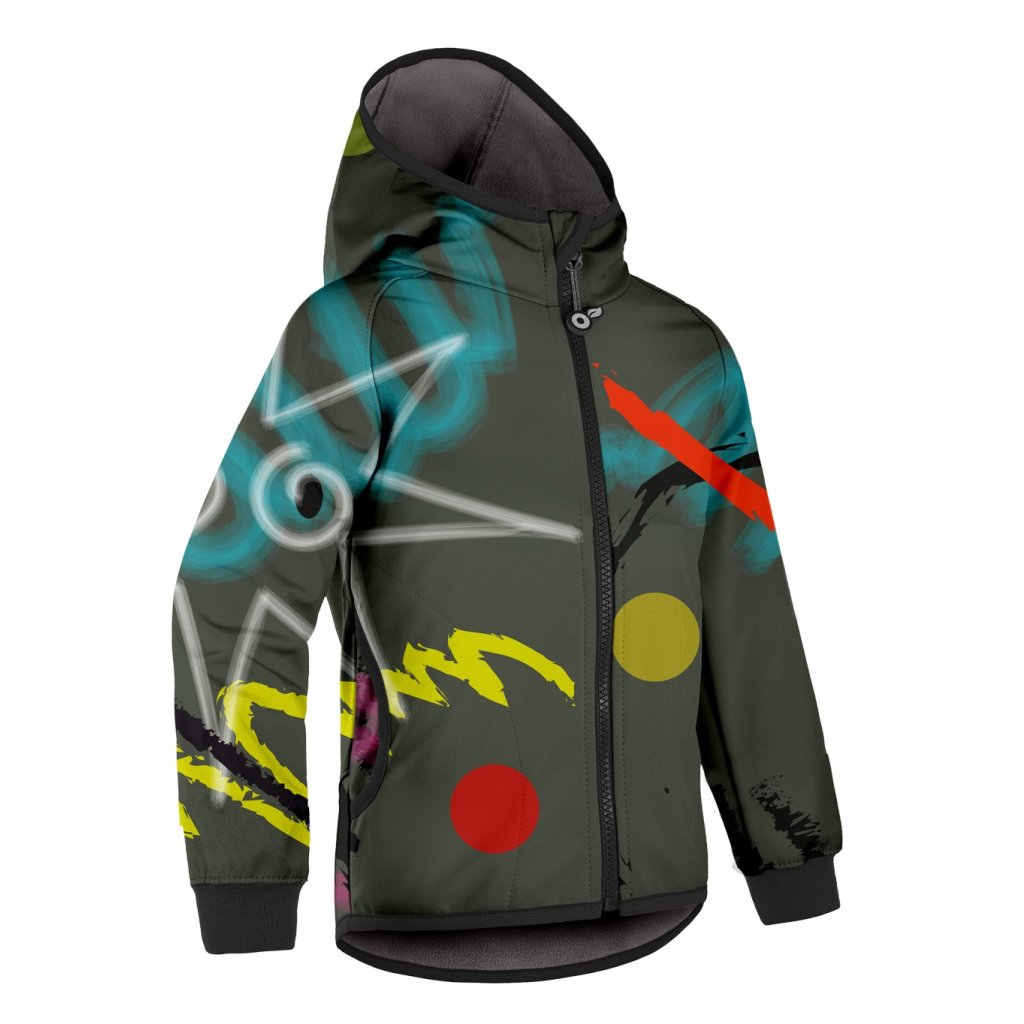 Unuo Kinder-Softshelljacke mit Fleece Fantasie Khaki