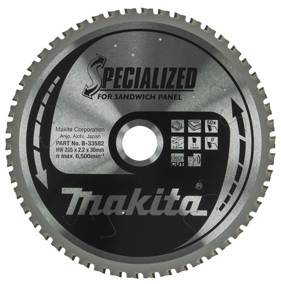 Makita Zubehör B-33582 Kreissägeblatt Spezial Sandwichpaneel SMTCG 235 x 30 x 2,2 mm T50