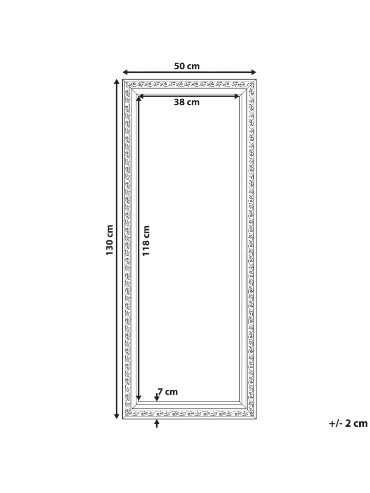 Beliani Wandspiegel MAULEON in Weiß/Silber - (W) 50 x (H) 130 x (L) 3 cm günstig kaufen onesize