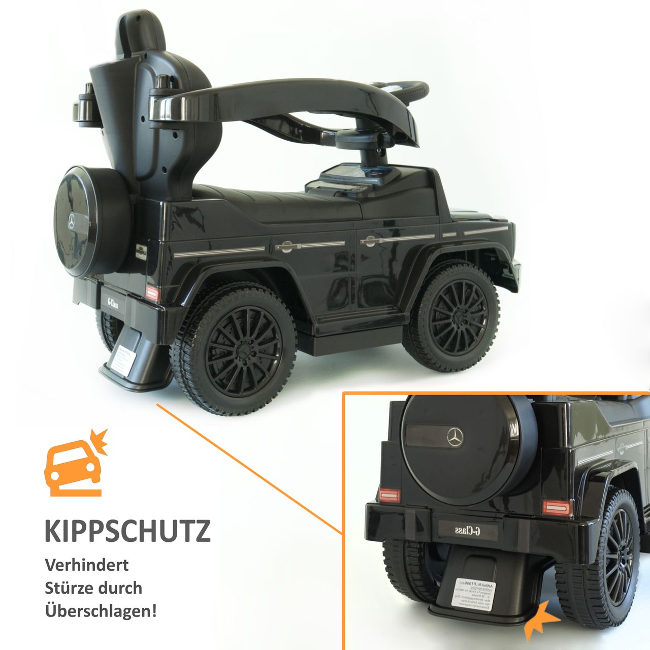 Lemodo Rutschauto mit Schiebstange Mercedes ab 1 Jahr, schwarz