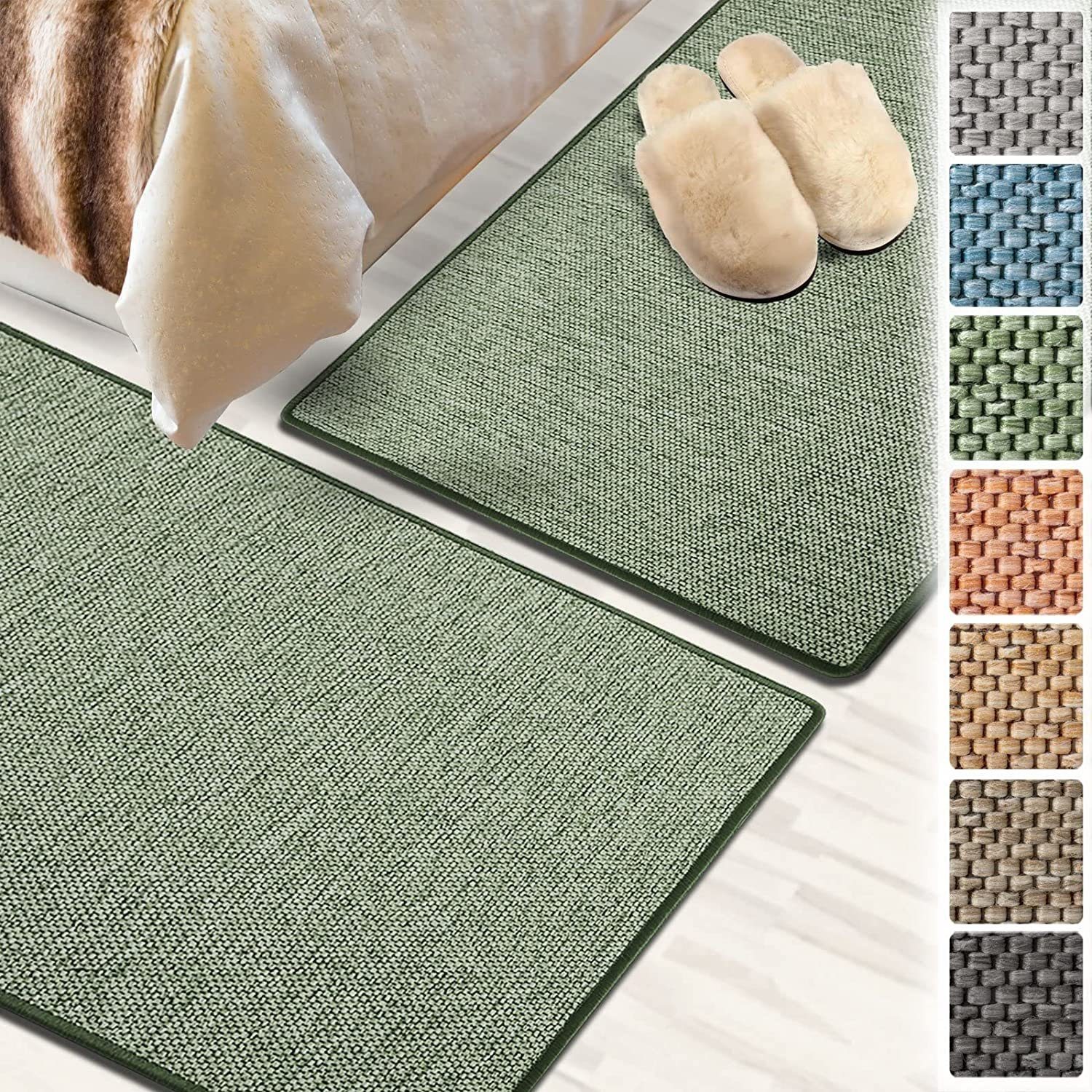 Bettumrandung Haifa, verschiedene Farben, Bettvorleger ideal für das Schlafzimmer Karat, Höhe 3.5 mm, (3-tlg), in Sisal-Optik