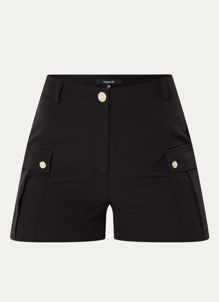 NIKKIE Dhaka high waist loose fit shorts with flap pockets
