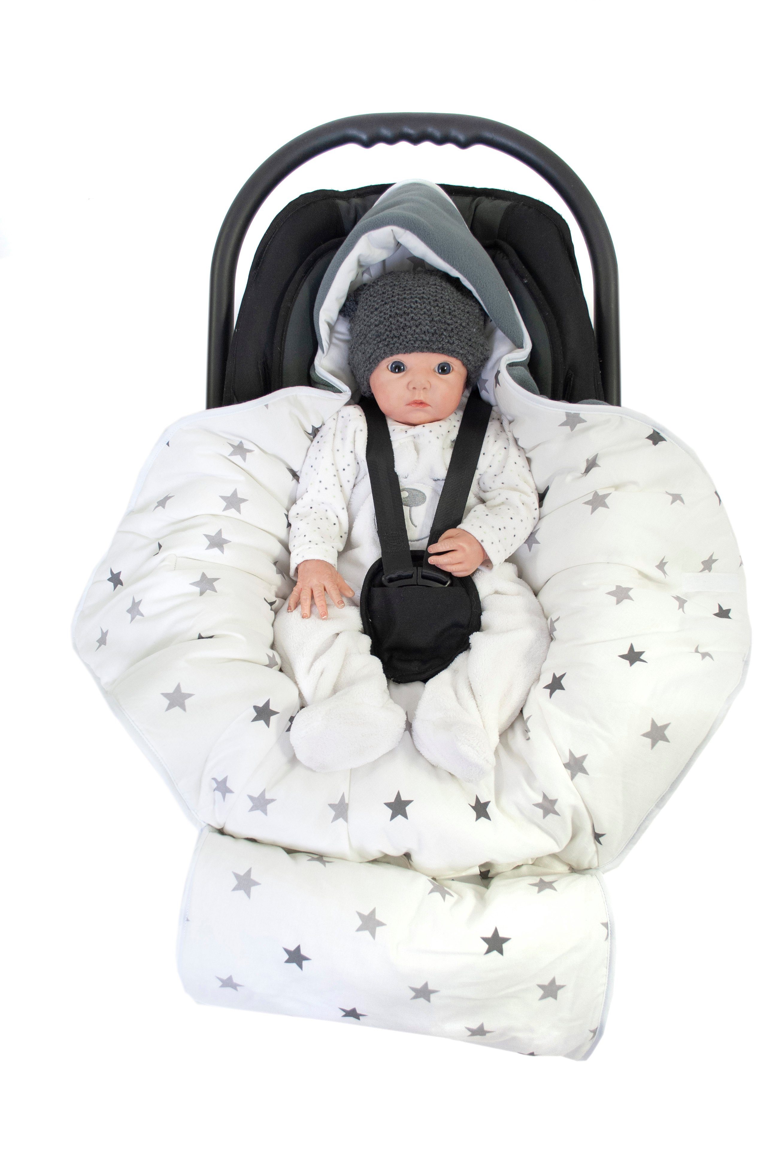 Babydecke Einschlagdecke Babyschalenfußsack Kinderwagenfußsack Winter XL, HOBEA-Germany, passend für Babyschalen mit 3- und 5-Punkt-Gurtsystem